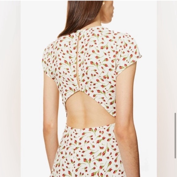 Reformation Gavin Dress, white with red rose pattern - Picture 1 of 7